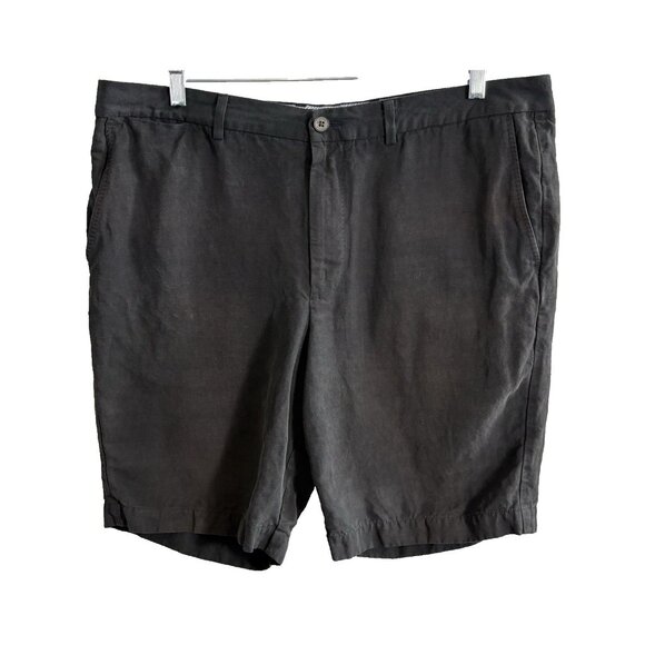 TOMMY BAHAMA Men Shorts Sz 38 Black Silk Linen Blend Travel Zip Button hb-39 - Picture 1 of 9